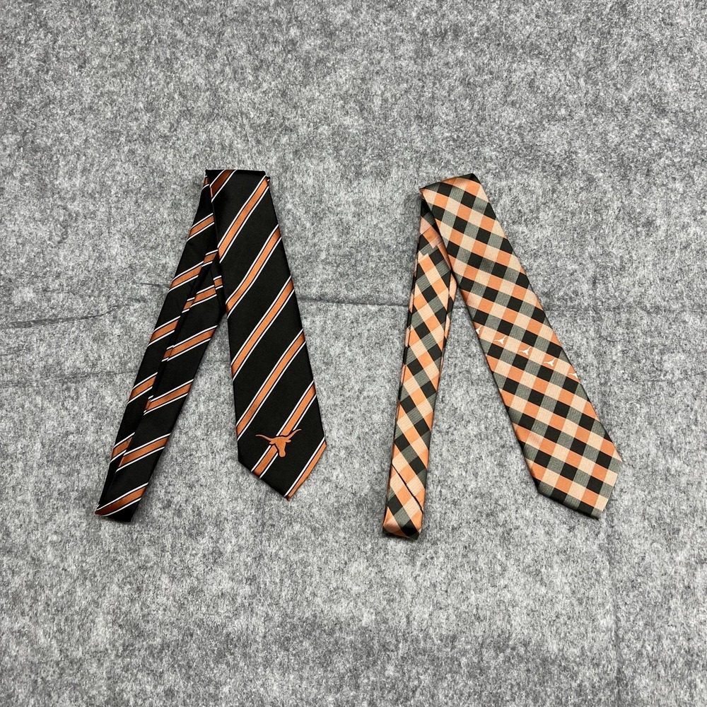 Texas Longhorns Tie Mens One Size Orange Neck Tie NCAA Football Lot of 2 UT